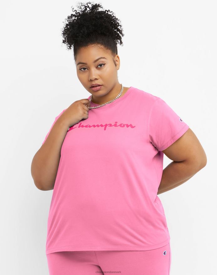 Champion klassisk grafisk tee script logo (plus størrelse) V6J661383 lyserødt bånd