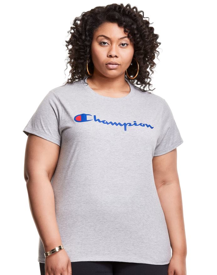 Champion klassisk grafisk tee script logo (plus størrelse) V6J661384 oxford grå
