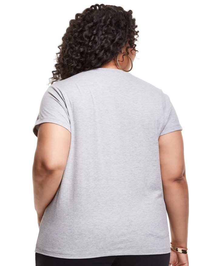 Champion klassisk grafisk tee script logo (plus størrelse) V6J661384 oxford grå