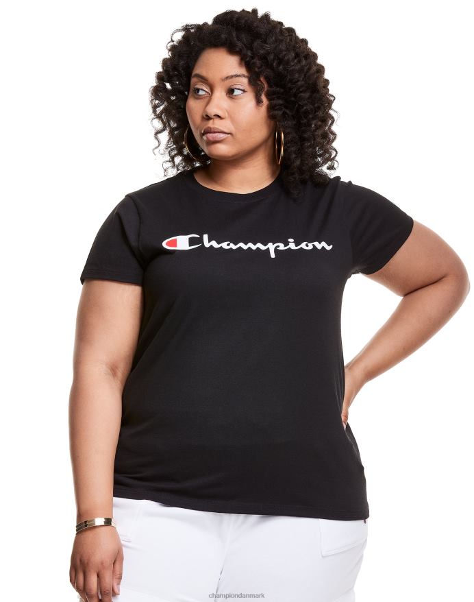 Champion klassisk grafisk tee script logo (plus størrelse) V6J661385 sort