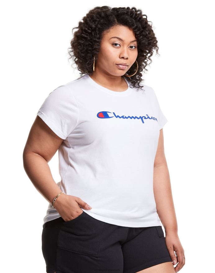 Champion klassisk grafisk tee script logo (plus størrelse) V6J661386 hvid