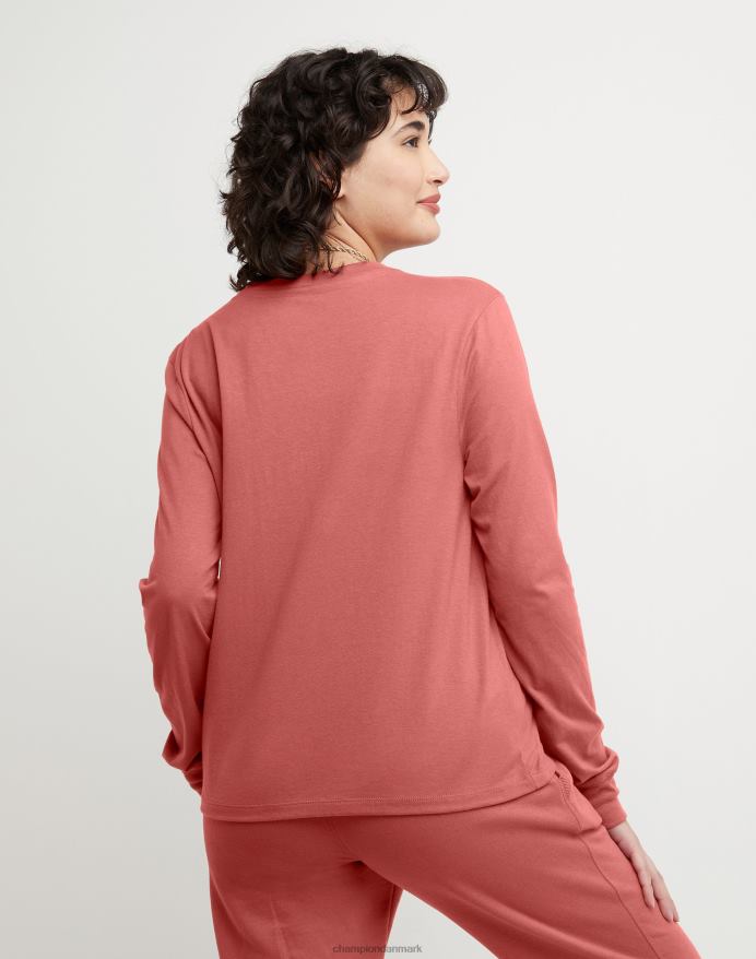 Champion klassisk langærmet t-shirt colorblock folie & high density c logo V6J662039 sandeltræ rød