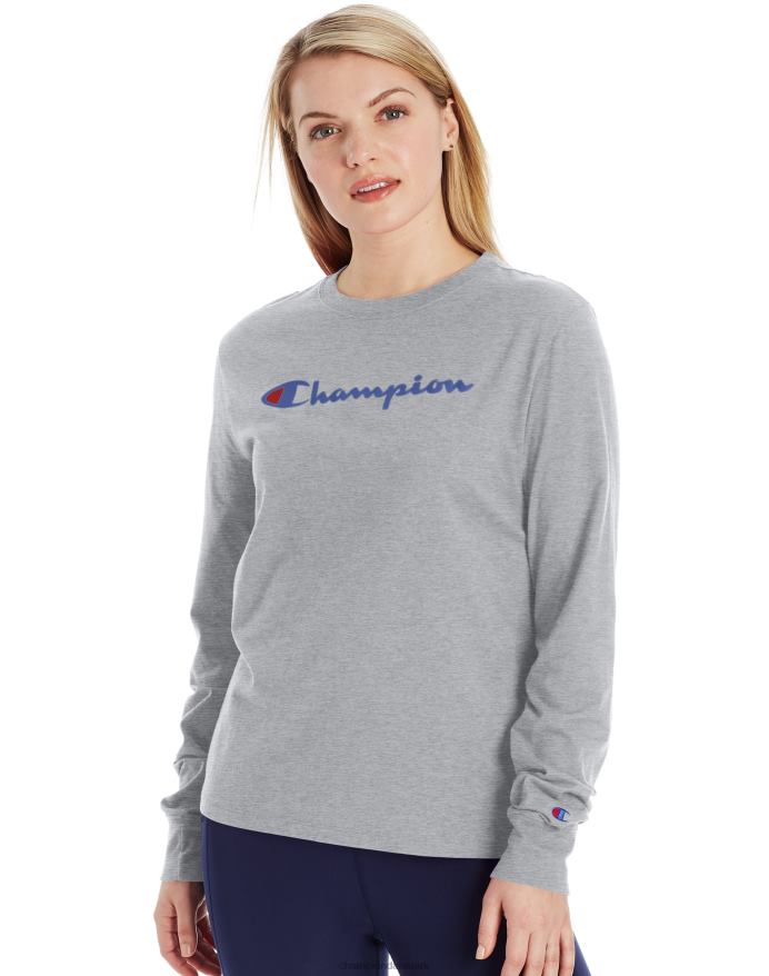 Champion klassisk langærmet t-shirt script logo V6J662065 oxford grå