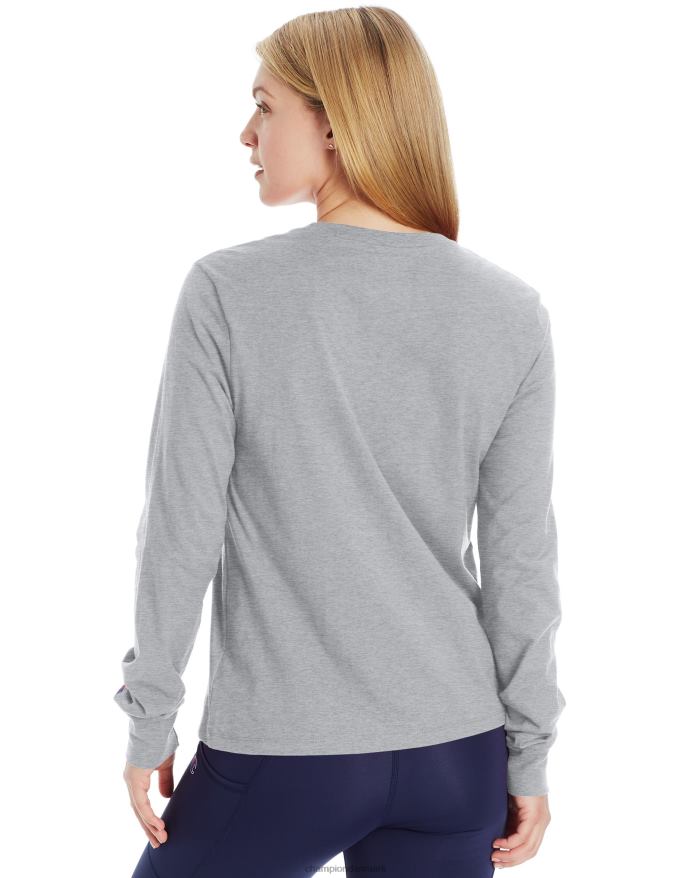 Champion klassisk langærmet t-shirt script logo V6J662065 oxford grå