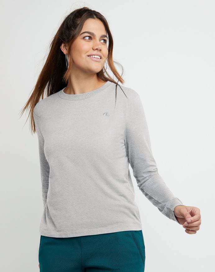 Champion klassisk langærmet tee c-logo V6J661398 oxford grå