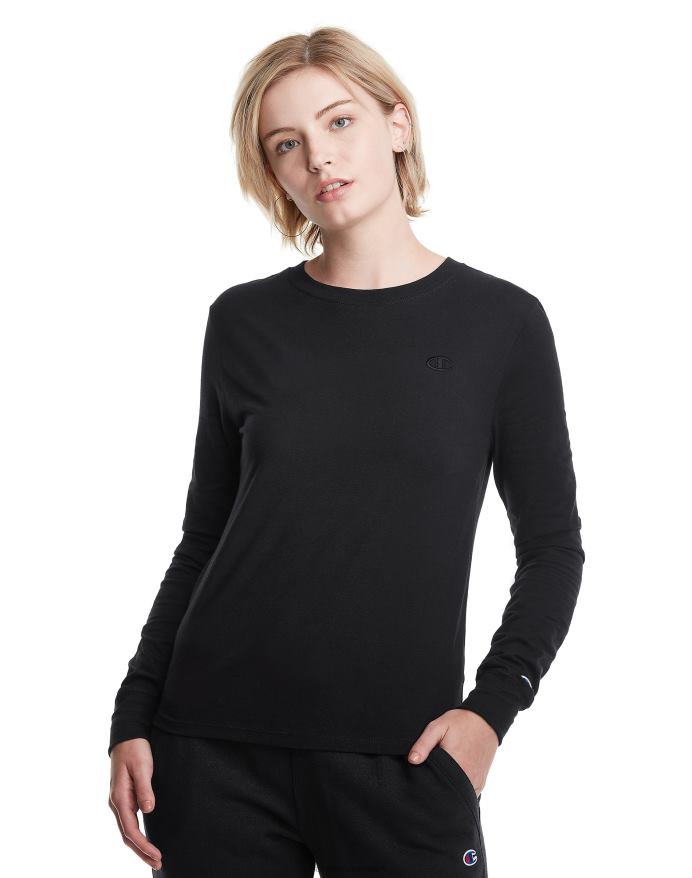 Champion klassisk langærmet tee c-logo V6J661399 sort