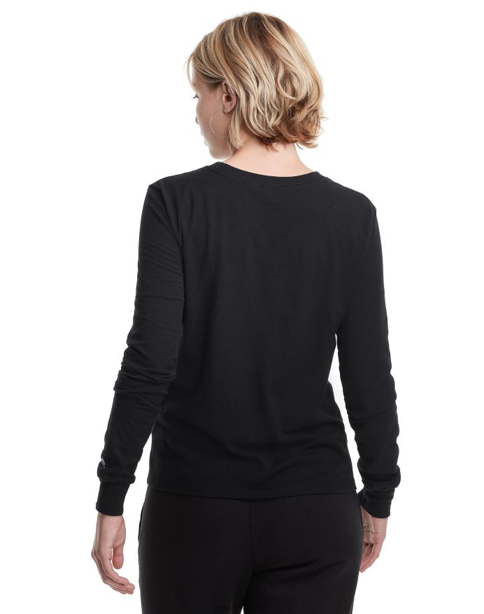 Champion klassisk langærmet tee c-logo V6J661399 sort