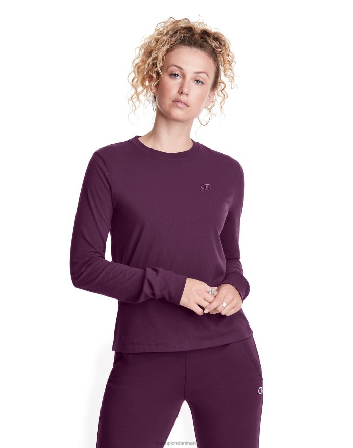 Champion klassisk langærmet tee c-logo V6J661400 blommeport