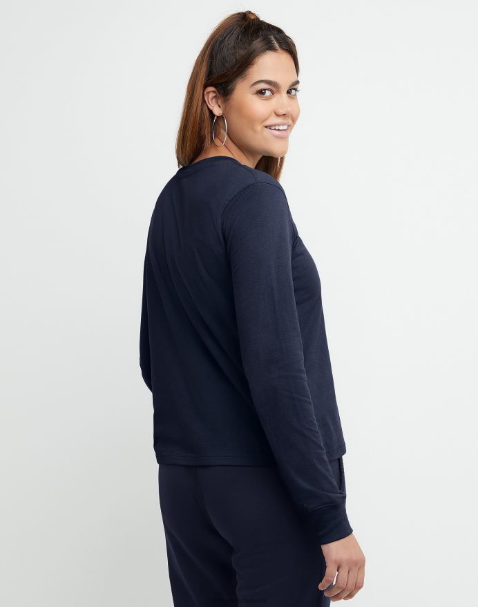 Champion klassisk langærmet tee c-logo V6J661401 atletisk flåde