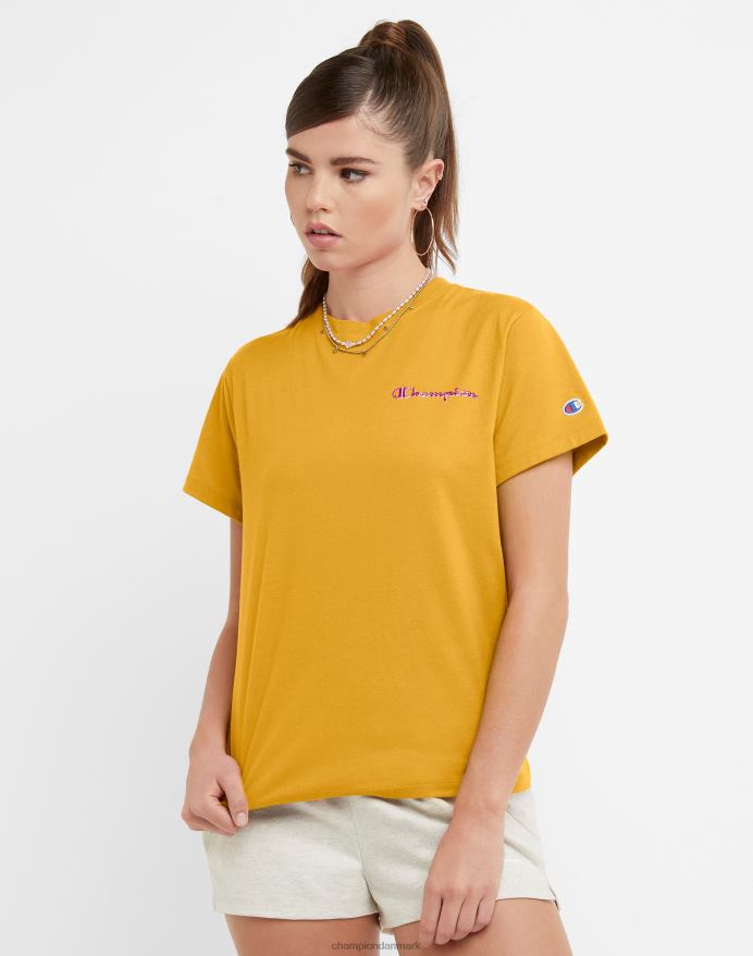 Champion klassisk t-shirt script logo V6J661332 solskive gul