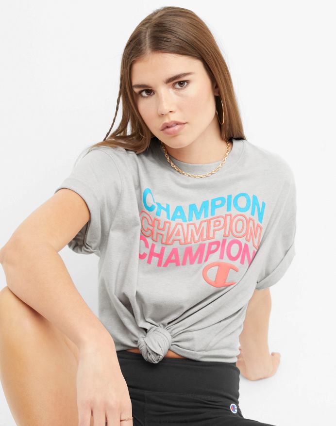 Champion klassiske løse tee wave-logoer over ca V6J662049 oxford grå