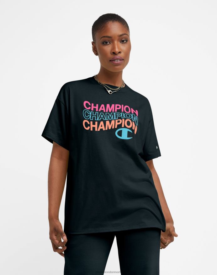 Champion klassiske løse tee wave-logoer over ca V6J662051 sort