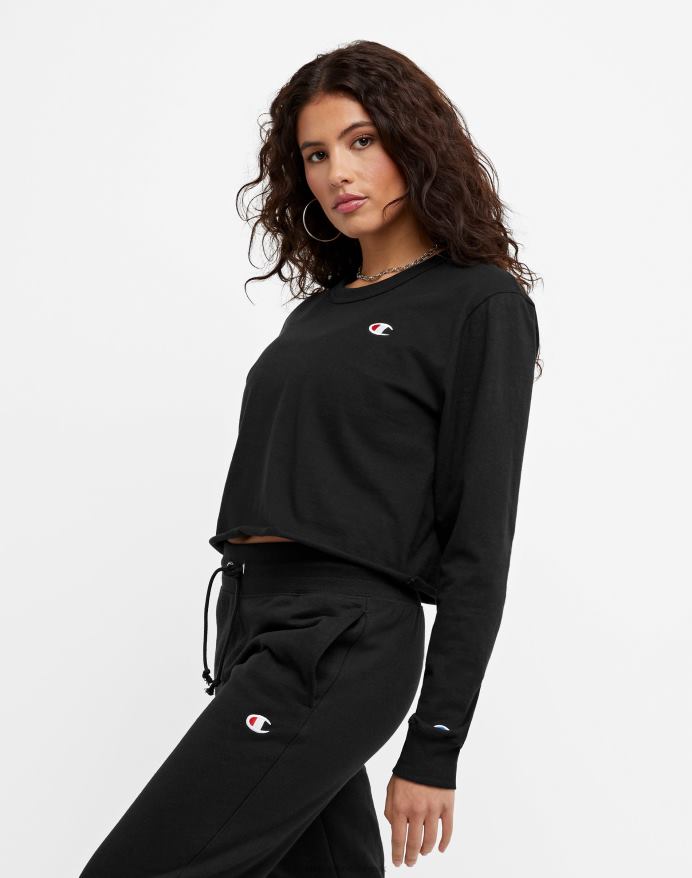 Champion langærmet kæreste beskåret t-shirt V6J662034 sort