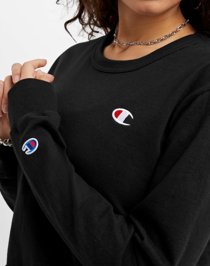 Champion langærmet kæreste beskåret t-shirt V6J662034 sort
