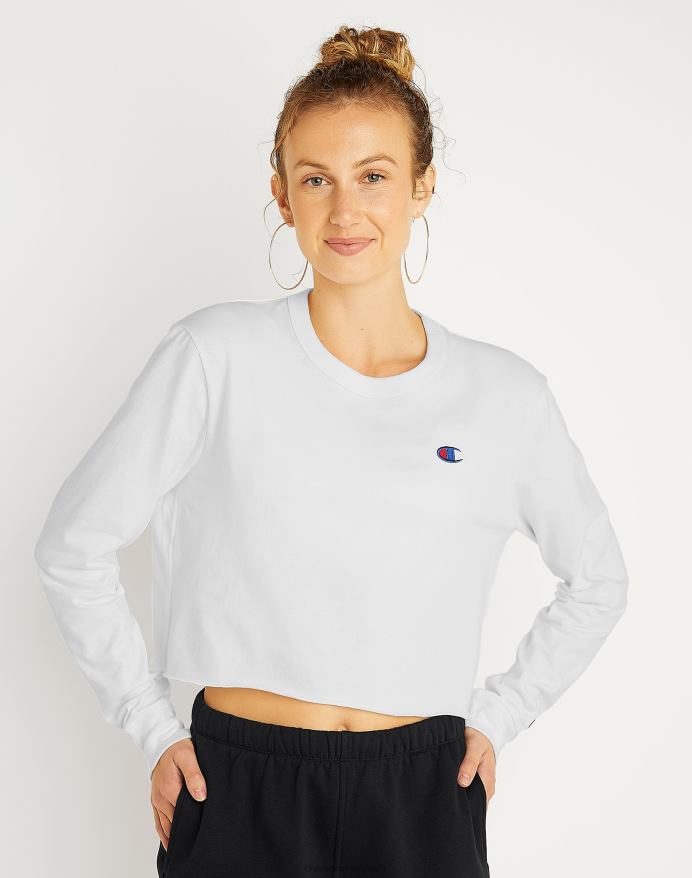 Champion langærmet kæreste beskåret t-shirt V6J662035 hvid