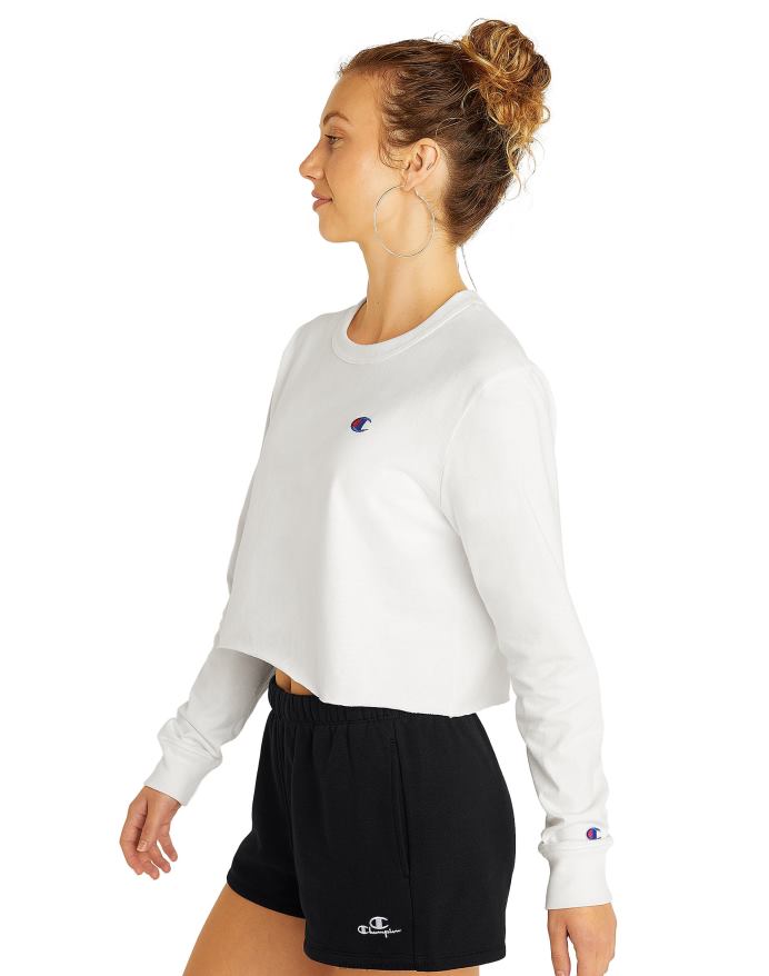 Champion langærmet kæreste beskåret t-shirt V6J662035 hvid