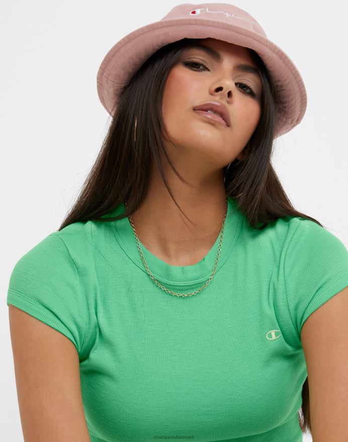 Champion monteret ribbet tee c logo V6J661328 glad forårsgrøn