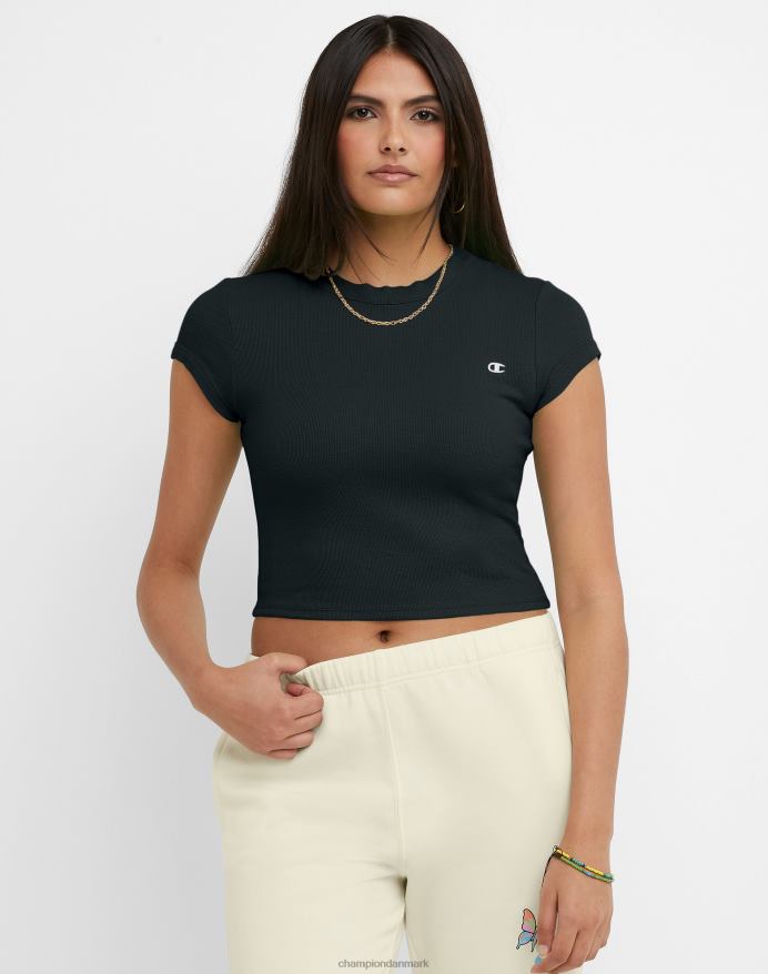 Champion monteret ribbet tee c logo V6J661329 sort
