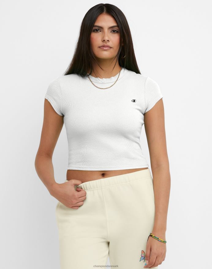 Champion monteret ribbet tee c logo V6J661330 hvid