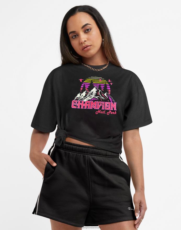 Champion oversized jersey t-shirt bjerg grafik V6J661337 sort