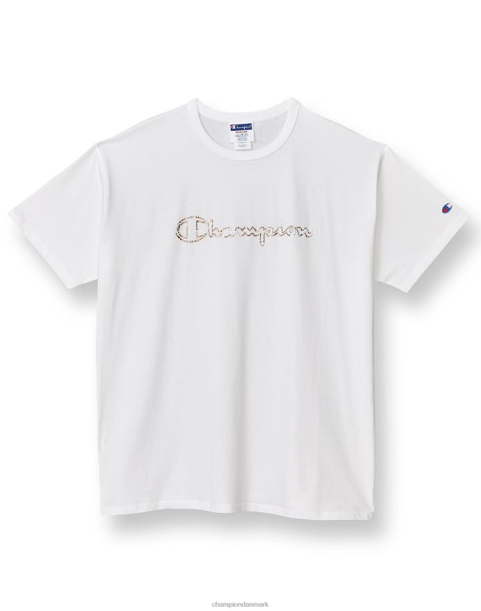 Champion oversized t-shirt rhinestone script logo V6J662033 hvid