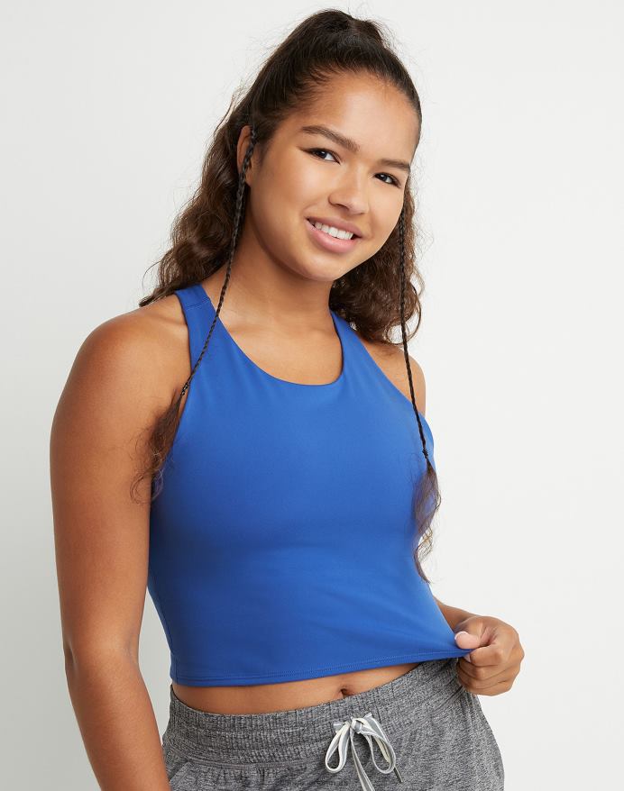 Champion soft touch crop top V6J662076 dyb blændende blå