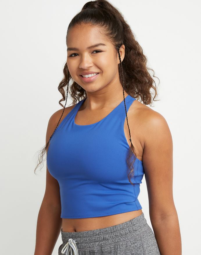 Champion soft touch crop top V6J662076 dyb blændende blå