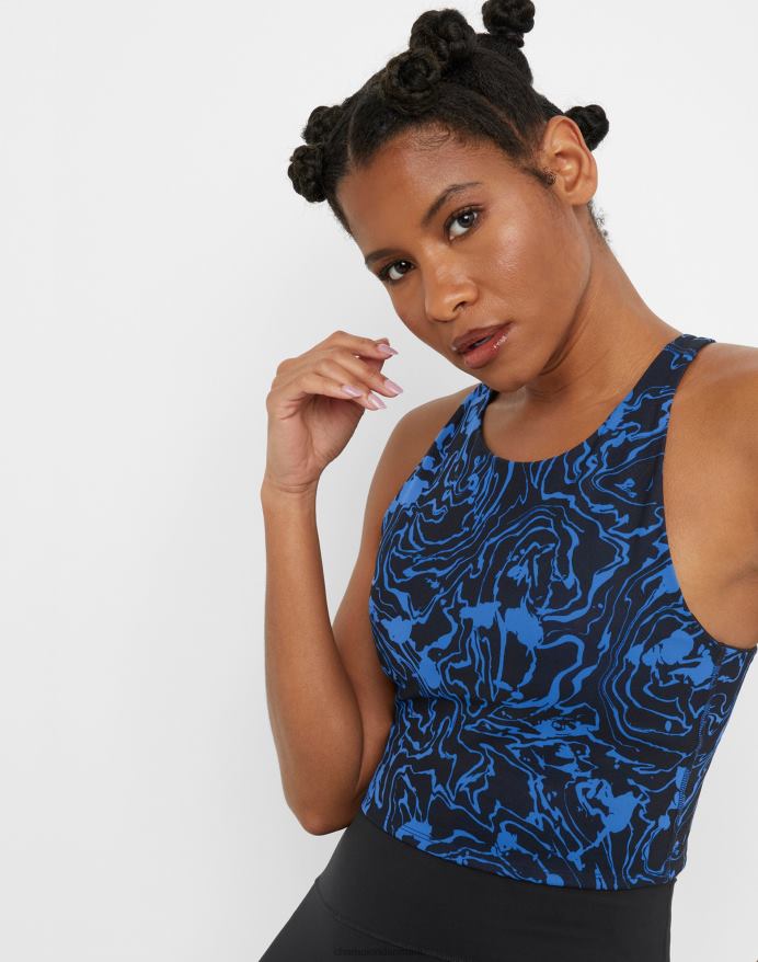 Champion soft touch crop top print V6J662027 marmorbølge sort