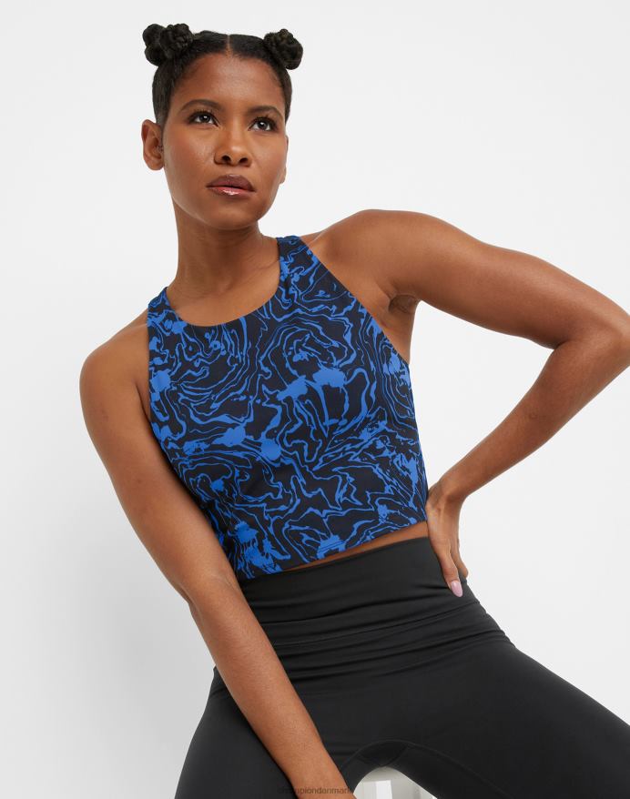 Champion soft touch crop top print V6J662027 marmorbølge sort