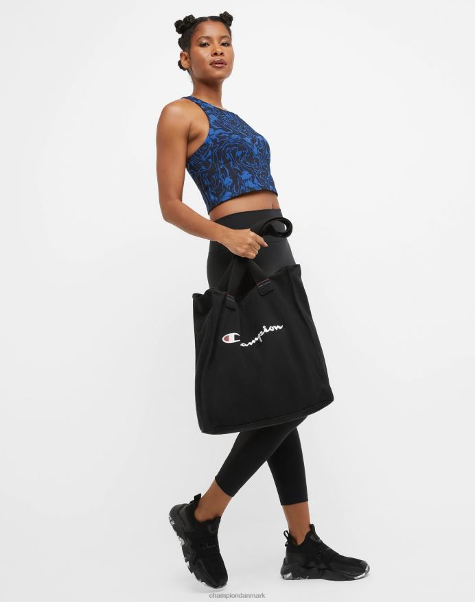 Champion soft touch crop top print V6J662027 marmorbølge sort