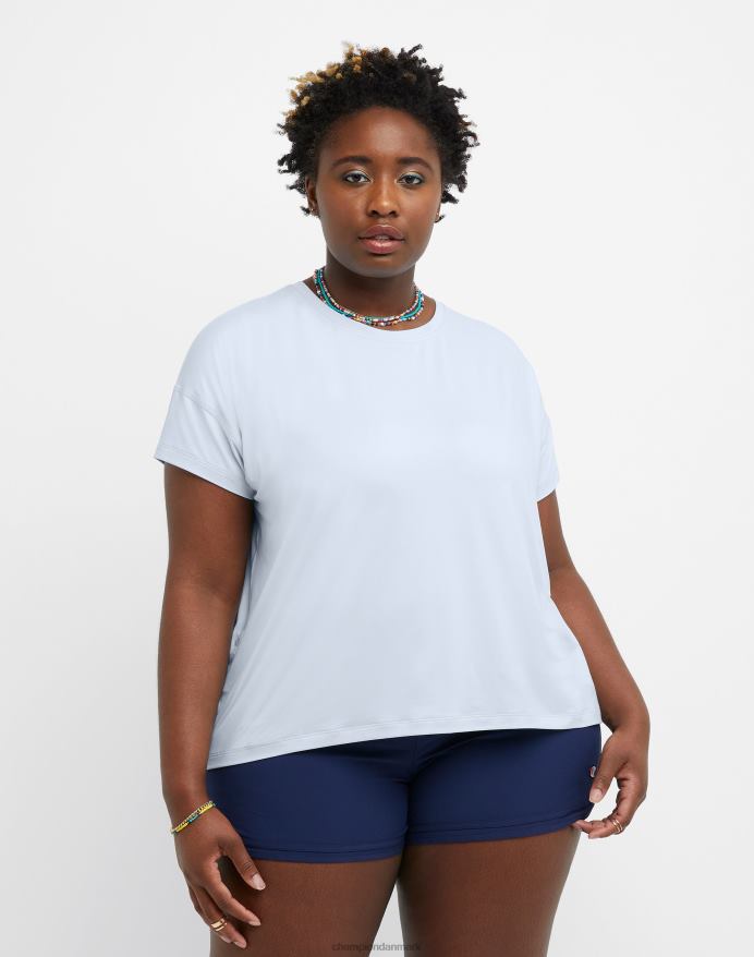 Champion soft touch essentiel t-shirt c logo V6J661377 ciel blå