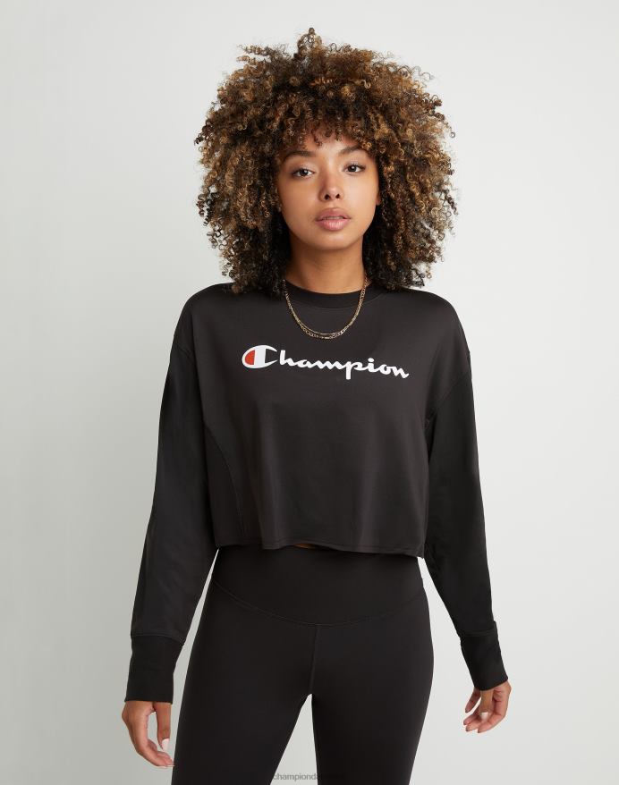 Champion soft touch langærmet beskåret besætning V6J661414 sort