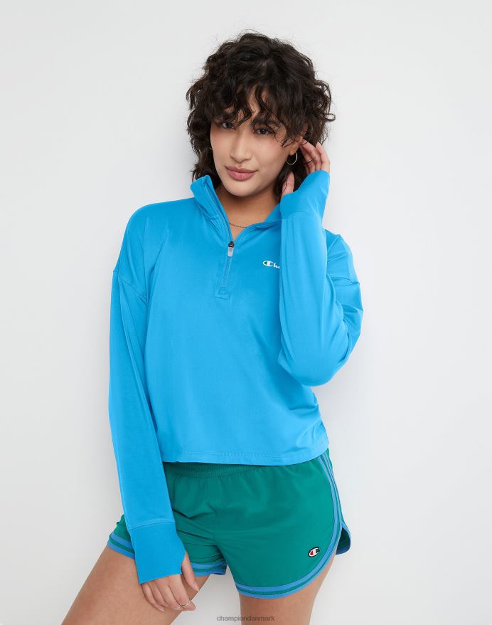 Champion soft touch quarter zip script logo V6J662038 blå jay
