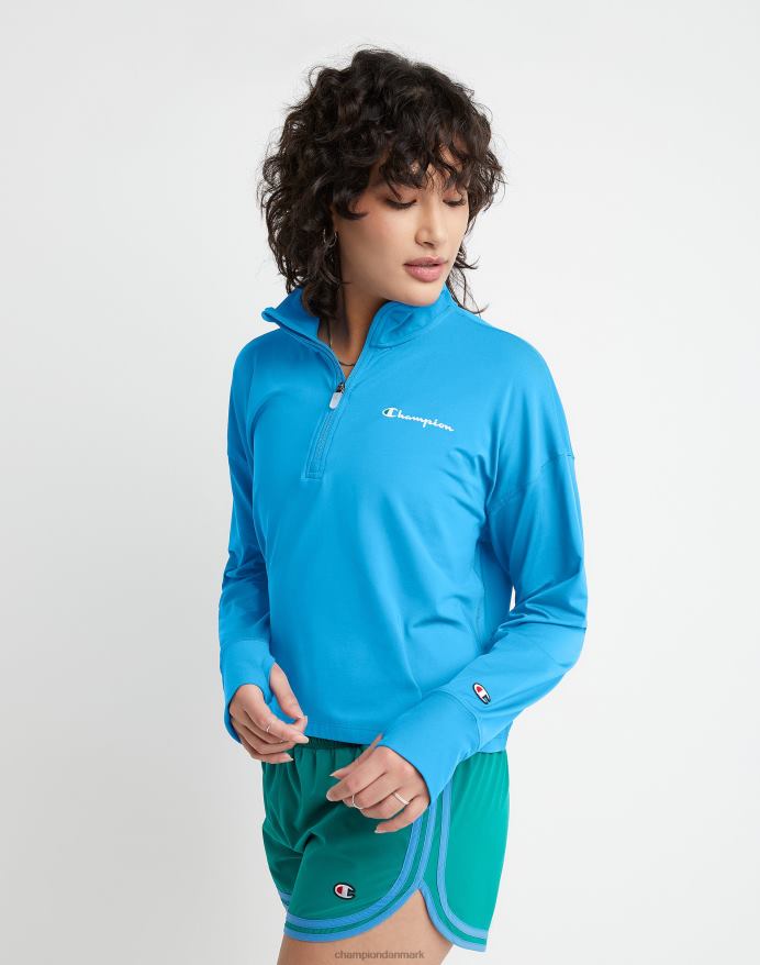 Champion soft touch quarter zip script logo V6J662038 blå jay