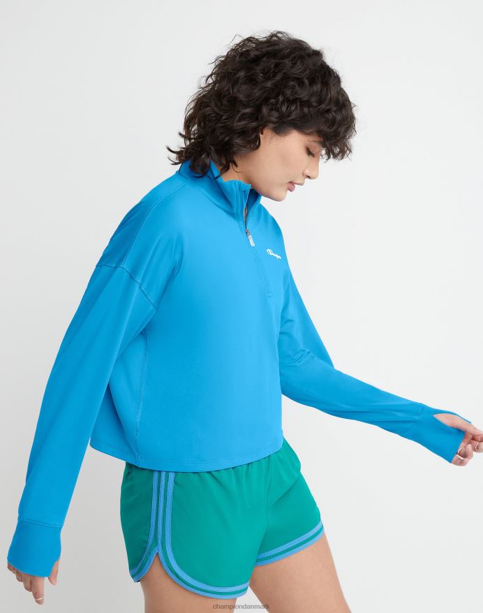 Champion soft touch quarter zip script logo V6J662038 blå jay