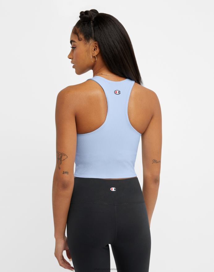 Champion soft touch ribbet crop top c-logo V6J661388 ciel blå