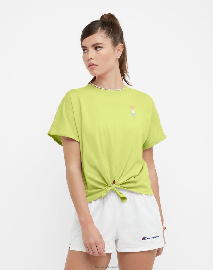 Champion t-shirt med slips foran, triple c-logo V6J661354 frossen lime