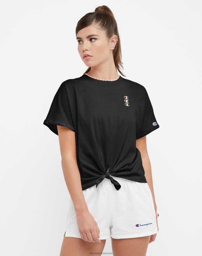 Champion t-shirt med slips foran, triple c-logo V6J661355 sort