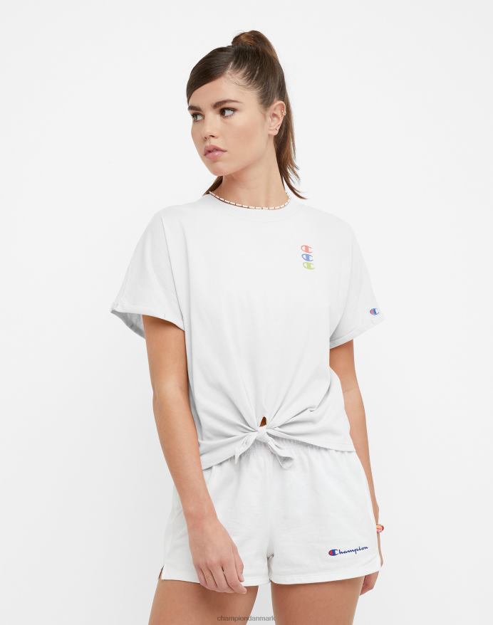 Champion t-shirt med slips foran, triple c-logo V6J661356 hvid
