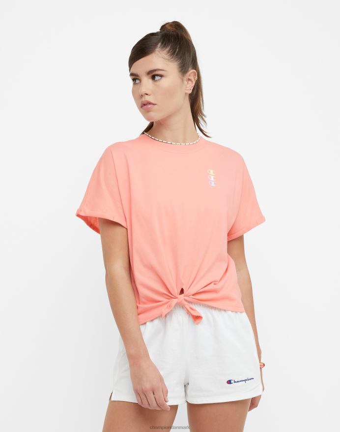 Champion t-shirt med slips foran, triple c-logo V6J661357 lyserød stjerne