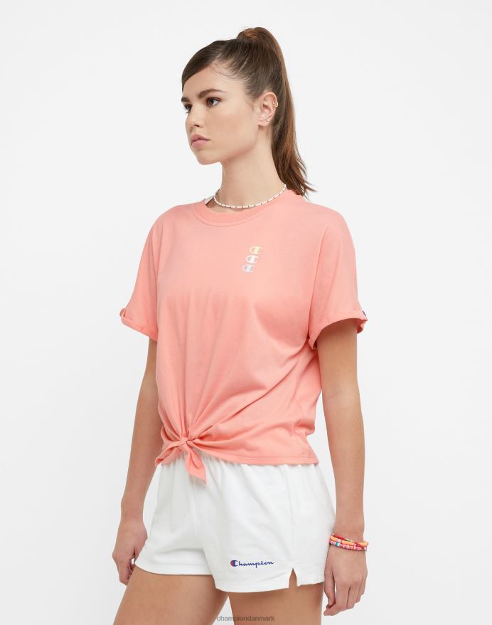 Champion t-shirt med slips foran, triple c-logo V6J661357 lyserød stjerne