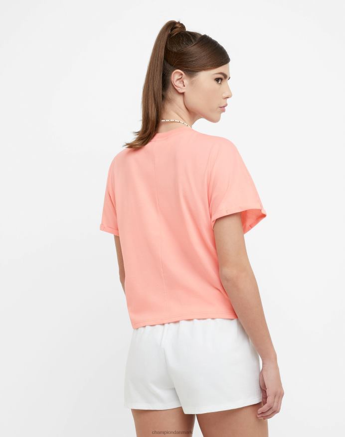Champion t-shirt med slips foran, triple c-logo V6J661357 lyserød stjerne