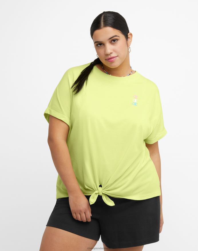 Champion t-shirt med slips foran triple c logo (plus størrelse) V6J661379 frossen lime