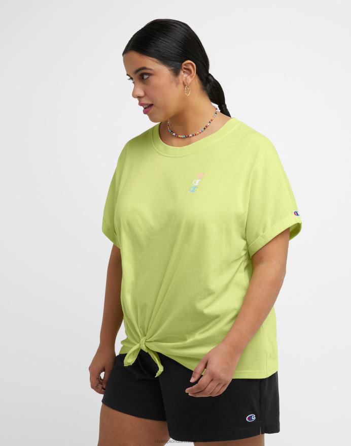 Champion t-shirt med slips foran triple c logo (plus størrelse) V6J661379 frossen lime