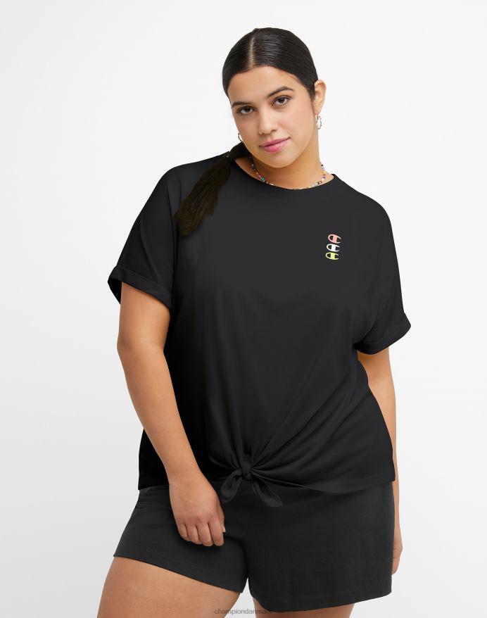 Champion t-shirt med slips foran triple c logo (plus størrelse) V6J661380 sort