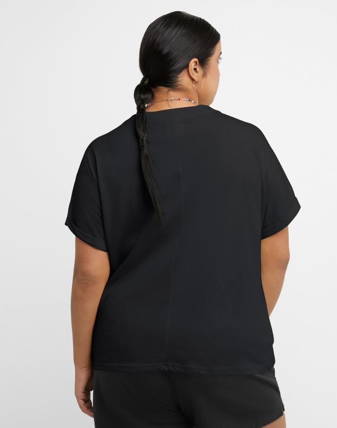 Champion t-shirt med slips foran triple c logo (plus størrelse) V6J661380 sort