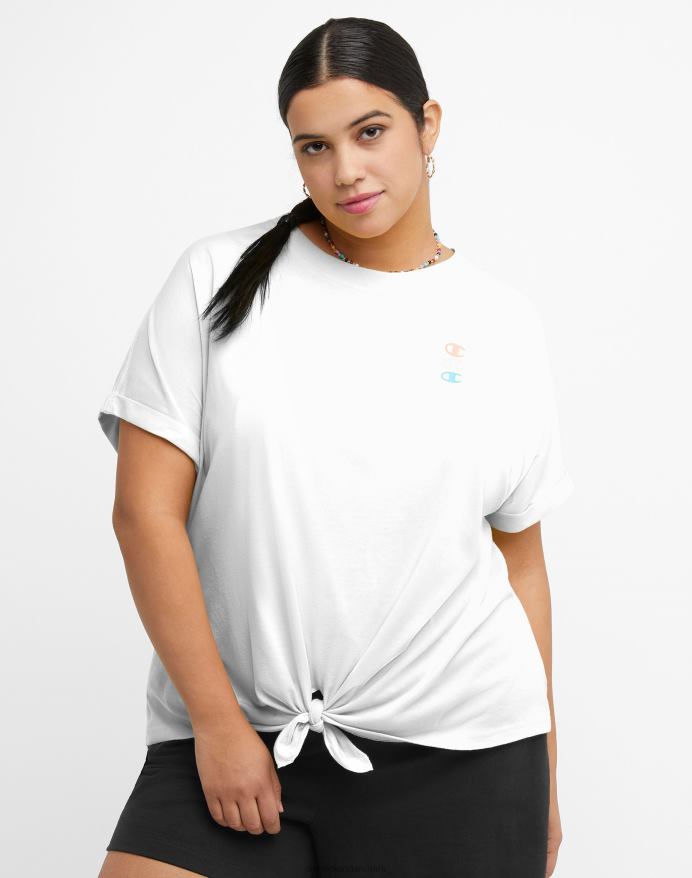 Champion t-shirt med slips foran triple c logo (plus størrelse) V6J661381 hvid