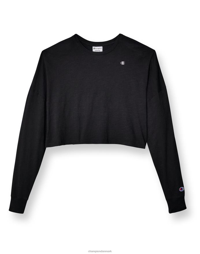 Champion vasket langærmet cropped t-shirt V6J661412 sort