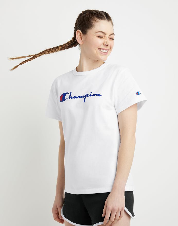 heritage tee vintage champion logo V6J662073 hvid