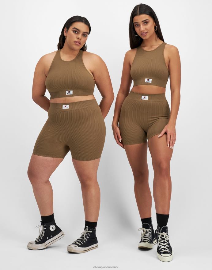 Champion sømløst boyshort c-logo V6J661548 midtvejs brun